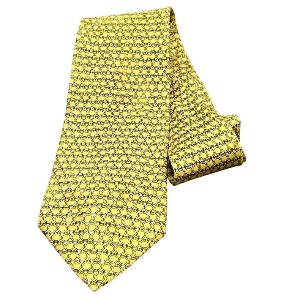 Yellow Antiche Seterie Fiorentine 100% Silk Tie With Geometric Pattern